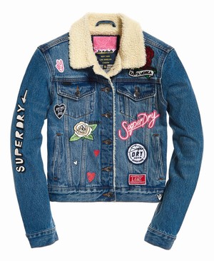 Superdry SD Girlfriend Sherpa Női Kabát Sötétkék | UCETS3174